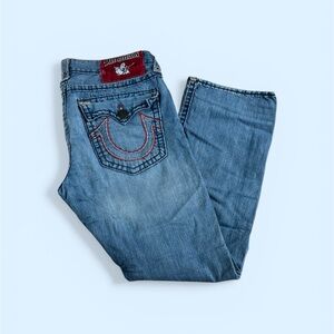 Vintage Y2K True Religion Ricky Super T Blue Straight Jeans Sz 36